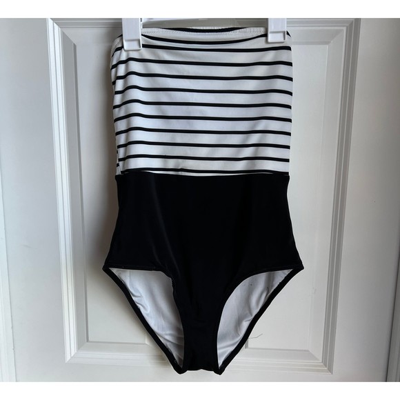 Victoria’s Secret Black and White Striped One Piece Swimsuit - Picture 1 of 9